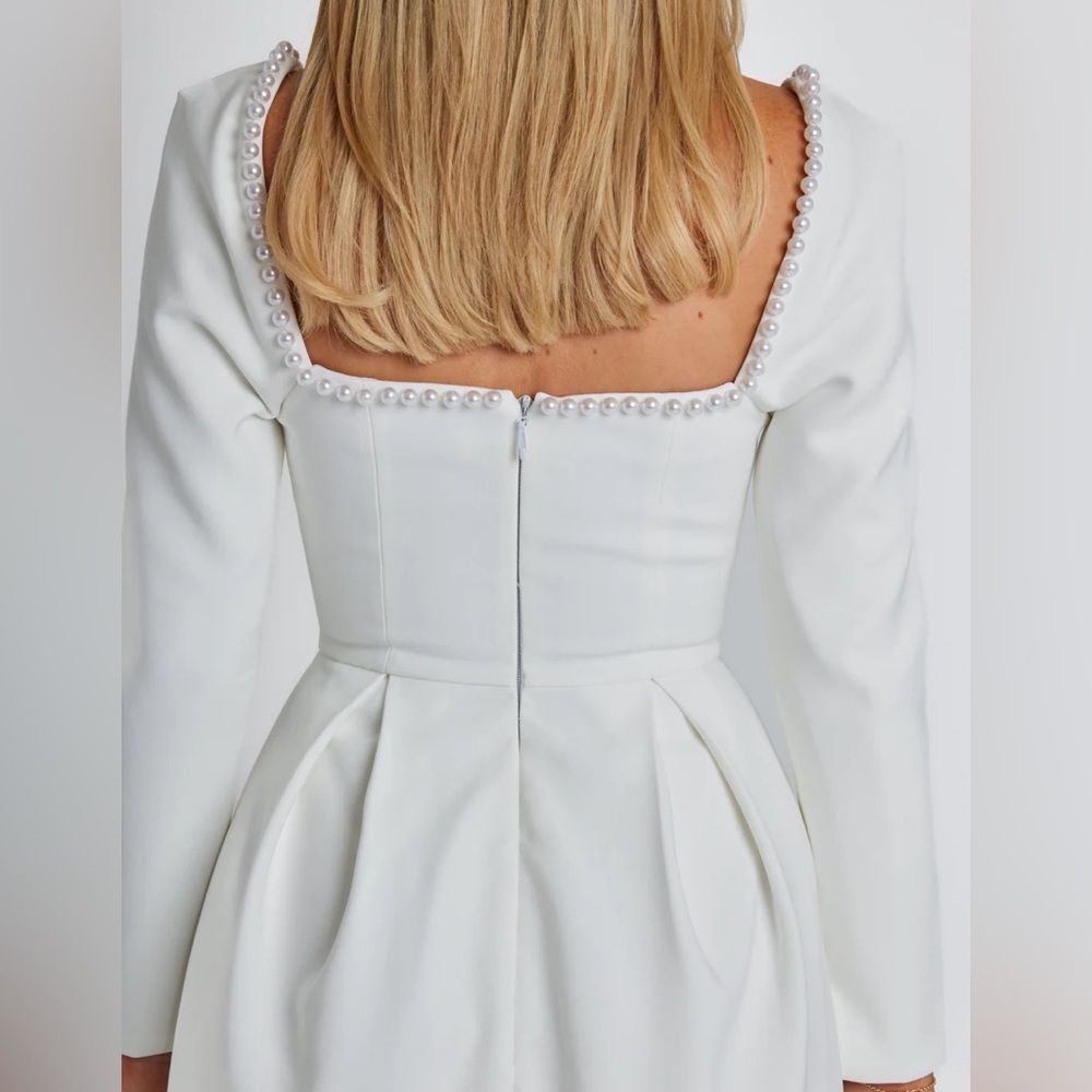 ODD MUSE— White The Ultimate Muse Pearl Dress -Square neck embellished dress - Picture 11 of 11